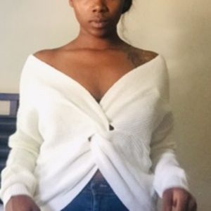 Tie knot off shoulder sweater